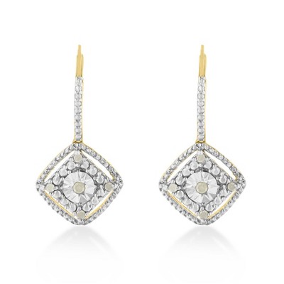 Haus of Brilliance Sterling Silver Rose Diamond Dangle Earring