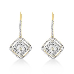 Haus of Brilliance Sterling Silver Rose Diamond Dangle Earring - 1 of 4