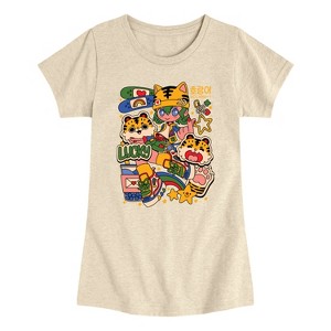 Girls' - Instant Message - Kpop Streetwear Girl Fitted Short Sleeve Graphic T-Shirt - 1 of 4
