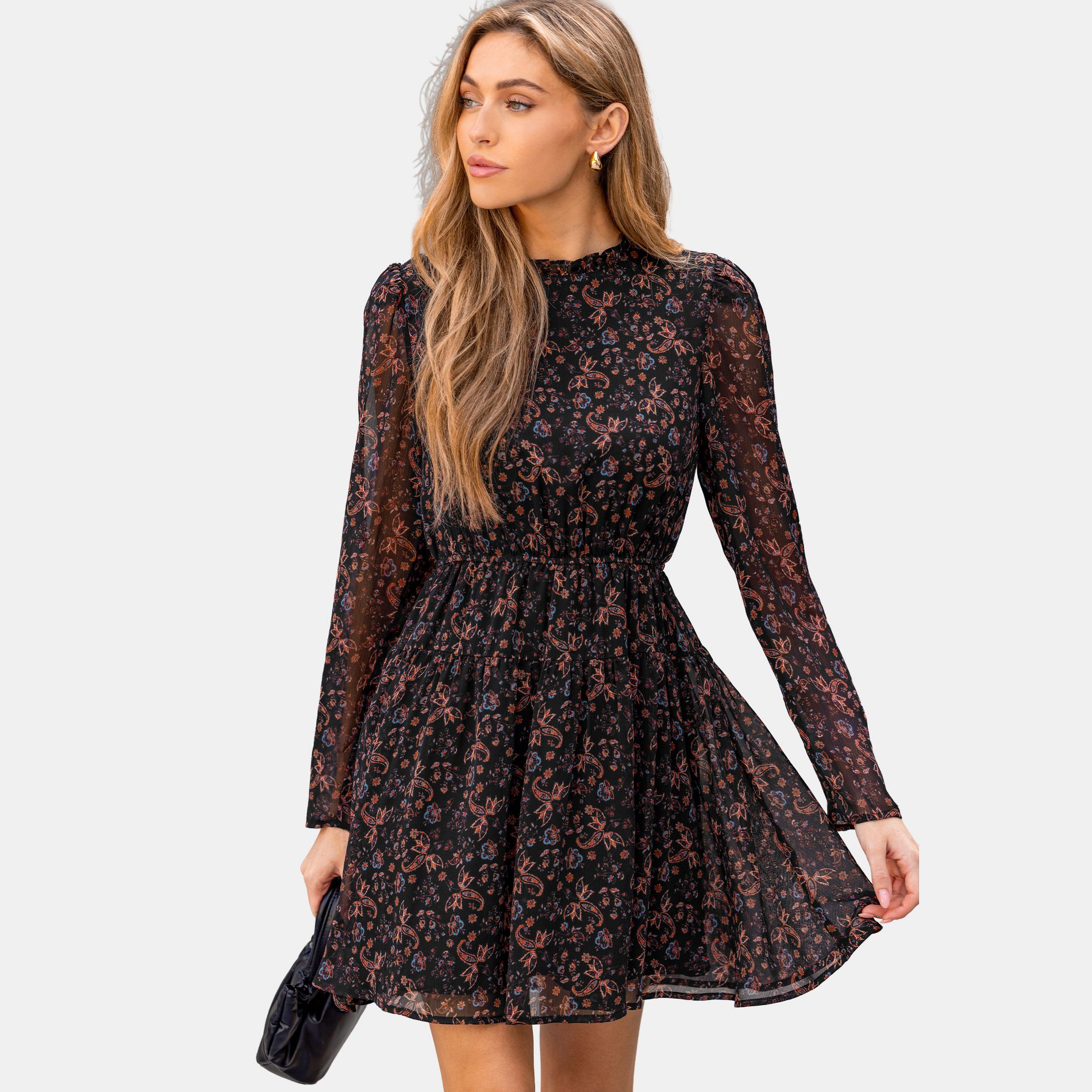 Women's Romantic Floral Chiffon Mini Dress - Cupshe