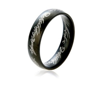 Engraved Gold Wedding Band 6mm Stainless Steel Ring for Men or Women by Ginger Lyne - 1 of 4