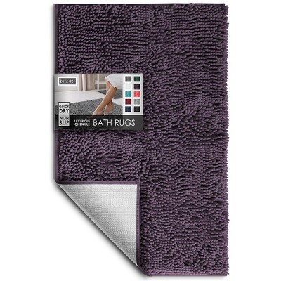 Hearth & Harbor Bathroom Rugs, Chenille Bath Mat - Purple Bath Rug ...