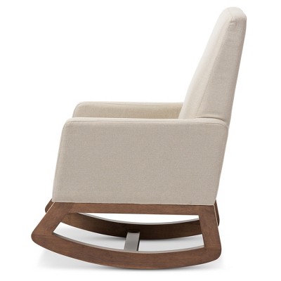 Yashiya Light Beige and Walnut Mid-Century Modern Rocking Chair