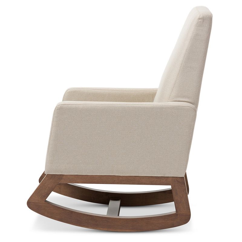 Yashiya Mid - Century Retro Modern Fabric Upholstered Rocking Chair - Baxton Studio, 4 of 8