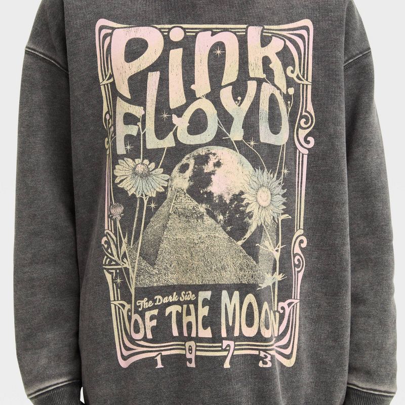 Girls' Oversized Fleece Pink Floyd Graphic Sweatshirt - art class™ Dark Gray, 3 of 5