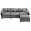 111.4"W Sectional Sofa Couch, 4-seater L-Shape Chenille Upholstered Sofa Chair with Ottoman and 5 Pillows -ModernLuxe - 4 of 4
