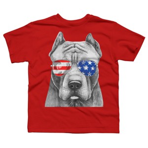 Boy's Design By Humans American Pitbull With Sunglasses By T-Shirt - 1 of 2