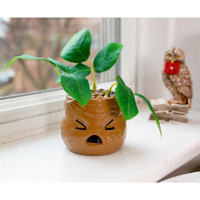 Silver Buffalo Harry Potter Mandrake Face 6-Inch Ceramic Planter with Artificial Succulent, 5 of 8