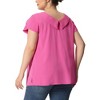 Agnes Orinda Women's Plus Size Elegant Flutter Short Sleeve Boat Lapel Slipt Chiffon Blouse - 4 of 4