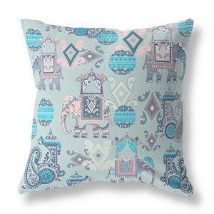 18" X 18" Gray And Pink Paisley Blown Seam Suede Throw Pillow - 1 of 4