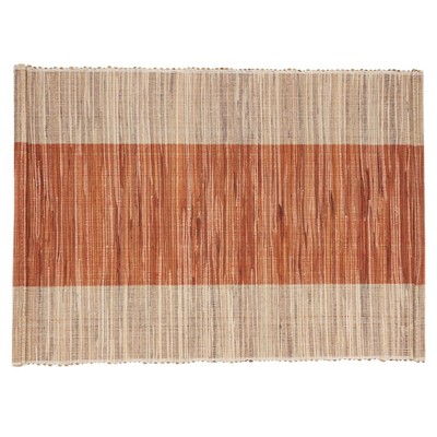 Rust and Beige Shimmering Banded Fabric Placemats Set of 4