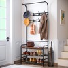 Coat Rack, 3-In-1 Hall Tree Shoe Rack for Entryway, Coat Tree With Storage Shelf, and 8 Hooks Removable - 2 of 4