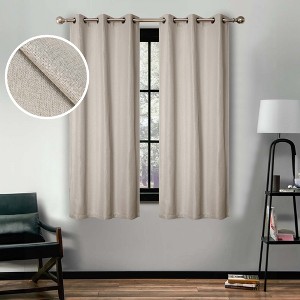 Classic Linen Design Room Darkening Semi-Blackout Curtains, Set of 2 by Blue Nile Mills - 1 of 4
