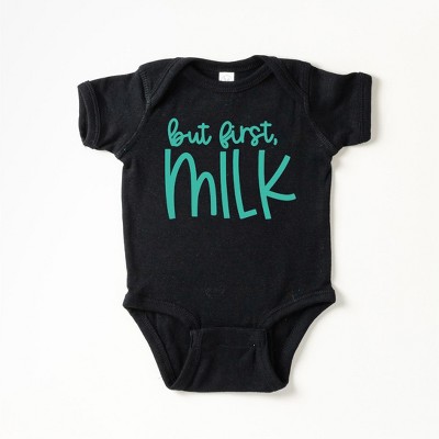 The Juniper Shop But First Milk Baby Bodysuit - 24mo - Black