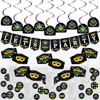 Big Dot of Happiness Colorful Mardi Gras Mask - Lawn Decorations - Outdoor  Masquerade Party Yard Decorations - 10 Piece