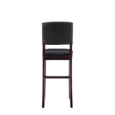 Espresso Elegance 30" Dark Brown Leather Upholstered Barstool