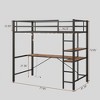 CAVINAS Twin Size Black Metal Loft Bed with Ladder & Fence,Modern 72"High Bed Frame for Adults,Teens - 4 of 4