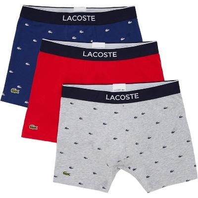 Lacoste Men's 3-Pack Allover Croc Stretch Cotton Boxer Briefs