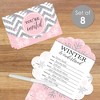 Big Dot of Happiness Pink Winter Wonderland - Fill-In Cards - Holiday Snowflake Birthday Party and Baby Shower Fold and Send Invitations - Set of 8 - 2 of 4