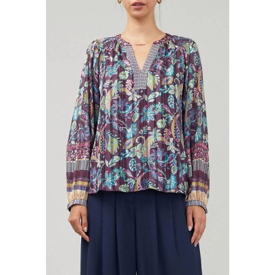 Women's Lurex Floral Blouse - current air