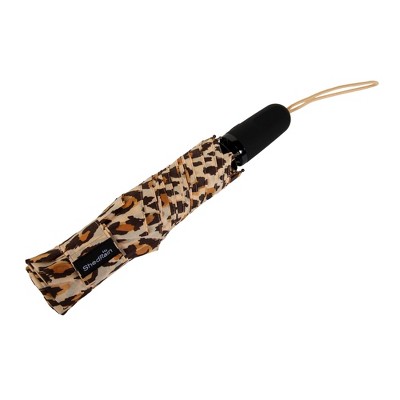 ShedRain Auto Open Auto Close Compact Umbrella - Tan Leopard Print: Telescoping Shaft, Polyester Canvas - image 4
