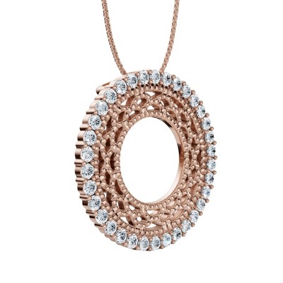 Pompeii3 1/3Ct Circle Diamond Pendant 14k Gold 3/4" Tall Necklace Lab Created