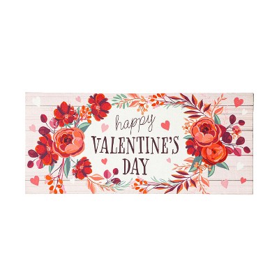 Evergreen Floral Happy Valentine's Day Sassafras Indoor Outdoor Switch Doormat 1'10"x10" Multicolored