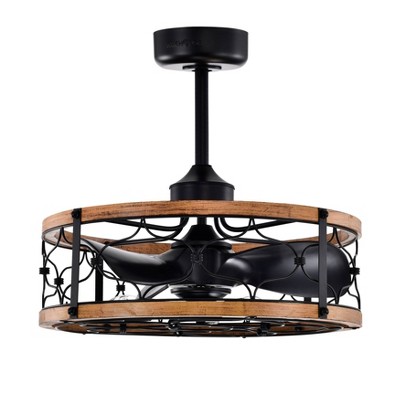 Warehouse Of Tiffany Cornelia 24" Farmhouse Matte Black Finish Fandelier with Remote Control