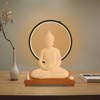 YIYIBYUS Indoor Ceramic Buddha Statue for Home Decor With and LED Circle Lamp - 3 of 4