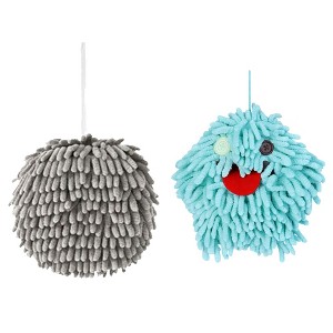 REGALWOVEN 2 Pcs Cute Comfortable Soft Absorbent Chenille Fuzzy Hand Towel - 1 of 4