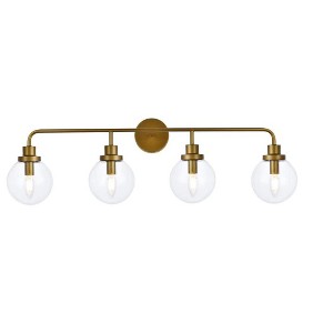 Elegant Lighting Hanson 4 lights bath sconce in brass with clear shade - 1 of 4