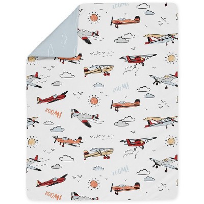 Blue and White Vintage Airplane Toddler Bedding Set