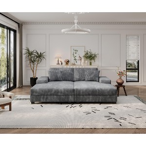 VASIP Convertible Oversized Double Lounge Chair - Fluffy Corduroy Fabric, Combination Design，Modern Sleeper Sofa Chair，for Living Room，Apartment - 1 of 4
