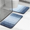 Home Mart Goods Large 2 Piece Navy Blue Ombre Microfiber Soft Thick Plush Bath Mat Set - 2 of 4