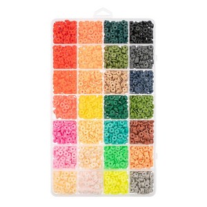 John Bead 148g 6mm Assorted Colors Flat Clay Beads, Colorful Round Polymer Clay Bead for DIY Crafts Jewelry Making Bead Box - 1 of 4