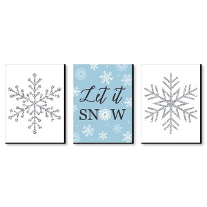 Big Dot of Happiness Winter Wonderland - Holiday Wall Art and Blue Snowflake Decorations - 7.5 x 10 inches - Set of 3 Prints - 1 of 4
