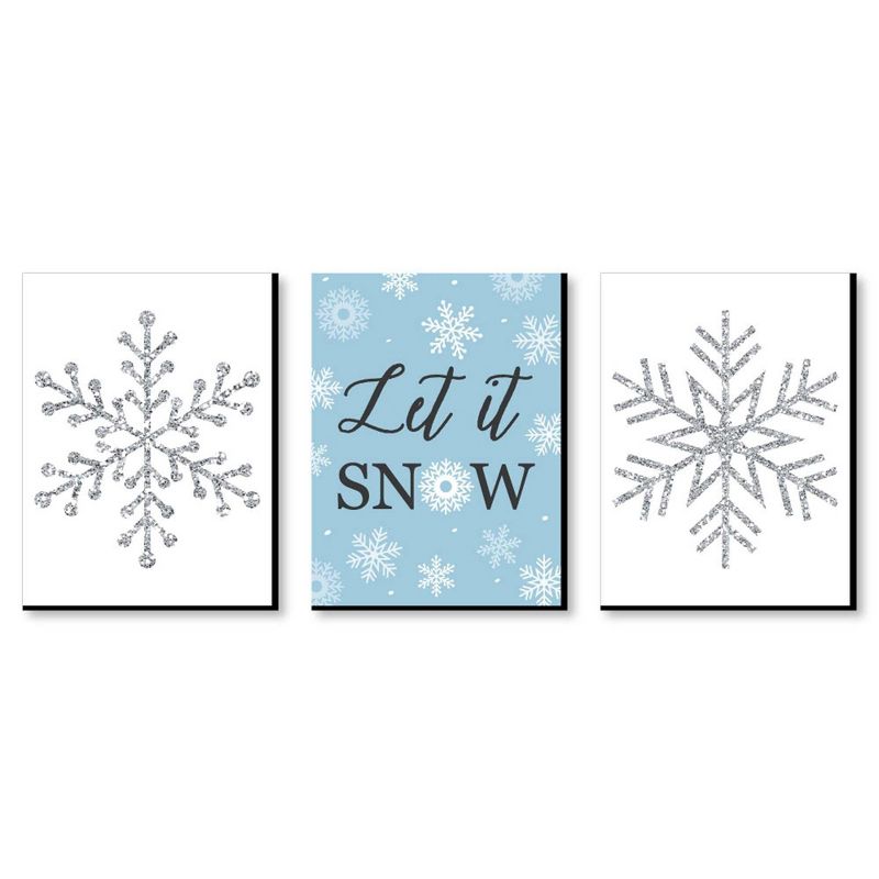 Big Dot of Happiness Winter Wonderland - Holiday Wall Art and Blue Snowflake Decorations - 7.5 x 10 inches - Set of 3 Prints, 1 of 8