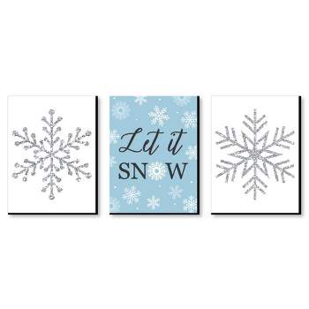 Big Dot of Happiness Winter Wonderland - Holiday Wall Art and Blue Snowflake Decorations - 7.5 x 10 inches - Set of 3 Prints