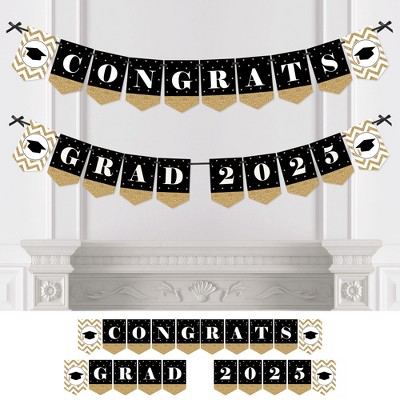 Big Dot of Happiness Gold Graduation Bunting Banner - Party Decorations - Congrats Grad 2025