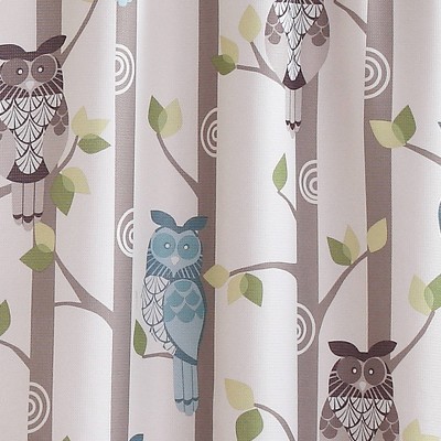 Whimsical Owl Print Cream Polyester Kitchen Valance