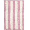 2 Piece Set Pink White Stripe Soft Cozy Plush Chenille Bath Mat Bathroom Rug - 4 of 4