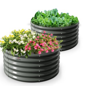 Rbied 2-Pack 4ft x 18" Tall Galvanized Raised Garden Beds Outdoor, Round Metal Planter Box, Anti-Rust & Easy-Setup - 1 of 4