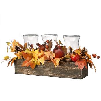 24" Maple Leaves Candleholder Centerpiece - National Tree Company