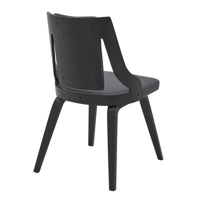 Gray Faux Leather and Black Wood Side Chair Set