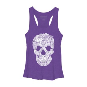 Women's Design By Humans Sketchy Owl Skull By Dinny Racerback Tank Top - 1 of 3