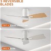 TALOYA 42 in. LED Indoor White Flush Mount Ceiling Fan with 3-Color Light and Remote, Reversible DC Motor and Blades for Home - 2 of 4