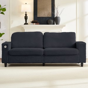 84" Oversized Loveseat Sofa Couch with USB&Type-C Charging Port, Compact 2-Seater Couch with Side Pocket,Ergonomic Design Soft Sofa - 1 of 4
