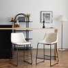 Armless Industrial Counter Stool Set of 2 with Metal Legs and Footrest,Upholstered Bar Stool with Bucket Seats-Cuddlewood - 2 of 4