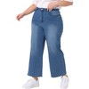 Agnes Orinda Women's Plus Size Stretchy Washed High Waist Zipper Casual Wide Leg Palazzo Jeans with Button  Blue 4X - 2 of 4