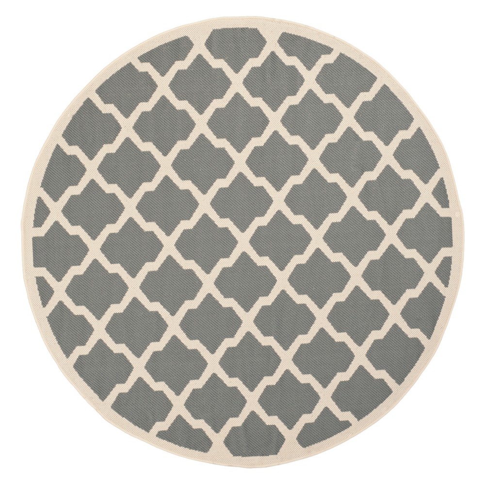 6'7in Round Amherst Evie Outdoor Rug Anthracite/Beige - Safavieh